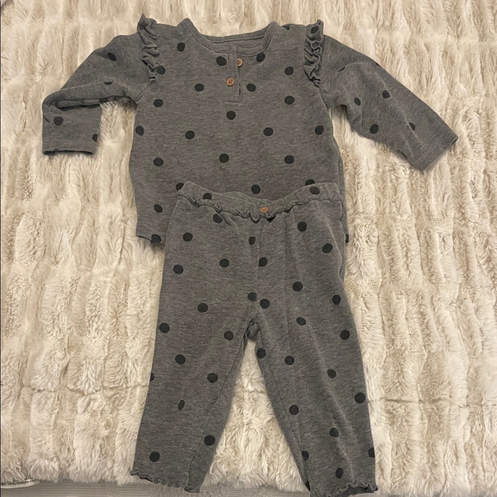 Carter's Gray Baby Outfit with Black Dots
